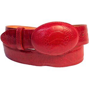 Los Altos Genuine Ostrich Leg Leather Western Belt Size 34 Red 1.5" Wide